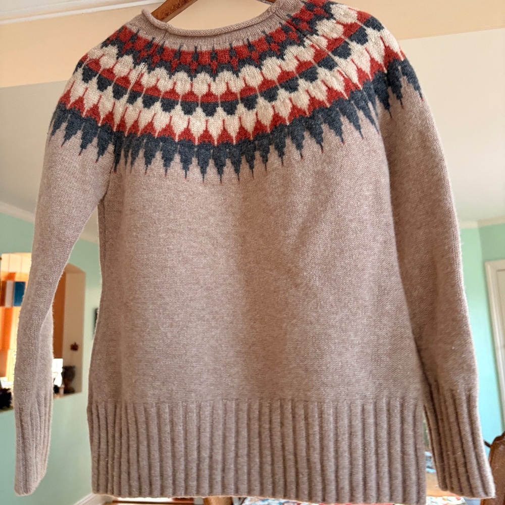 Love Hanna Wool Fair Isle Neutral Tones Womens Sweater--Small